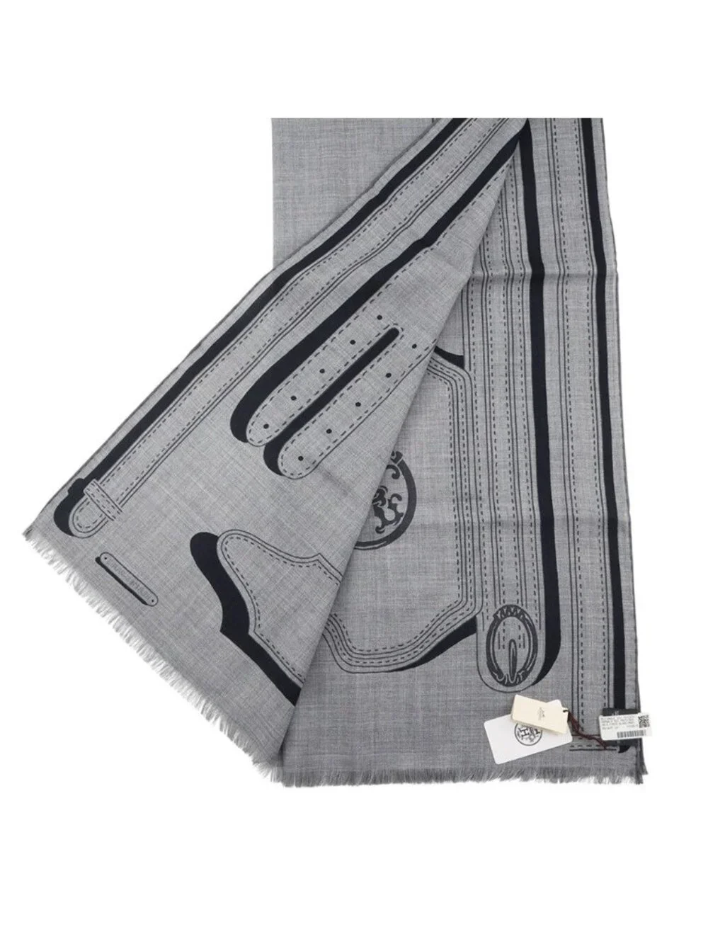 Hermes Scarf Rectangle President's Harness Cashmere Silk - Picture 2 of 5